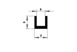 PROFIL TVAR U EPDM 70°ShA 26071 - Tvar "U" guma EPDM, -40°C/+100°C