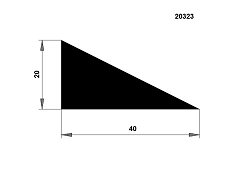 NÁBEHOVÁ HRANA 20 X 40 MM - Profil plný, čierny, EPDM 70°ShA (-30°C/+70°C)