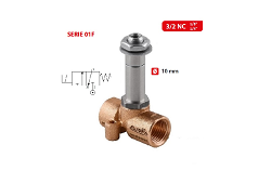 01F FLUID SOL Ø10- 3/2 NC PRIAMO OVLÁDANÝ SOL. S ODVETRANÍM - Ventily zatvorené bez prúdu, riadenie kvapalín 0-18 Bar (-10/+90°C)