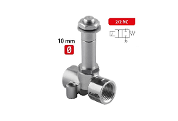 X1F FLUID SOL Ø10-2/2 NC/SS PRIAMO OVLÁDANÝ SOLENOID - Nerezové ventily zatvorené bez prúdu, riadenie kvapalín 0-40 Bar (-10/+90°C)