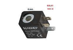 SOL01 Ø8* size 22mm- Solenoid - Cievka ventilu séria 01V, 07V, 08V