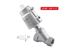 X1Y 2/2 NC SEDLOVÝ FLUID/AIR SS/PTFE - Nerezový vzduchovým piestom ovládaný uzáver DN 10 a 50