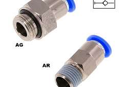 NÁSTRČNÁ SPOJKA SAMOZATVÁRACIA AR (AG) - Prípojka do kocky s vonkajším závitom R i G a ventilom